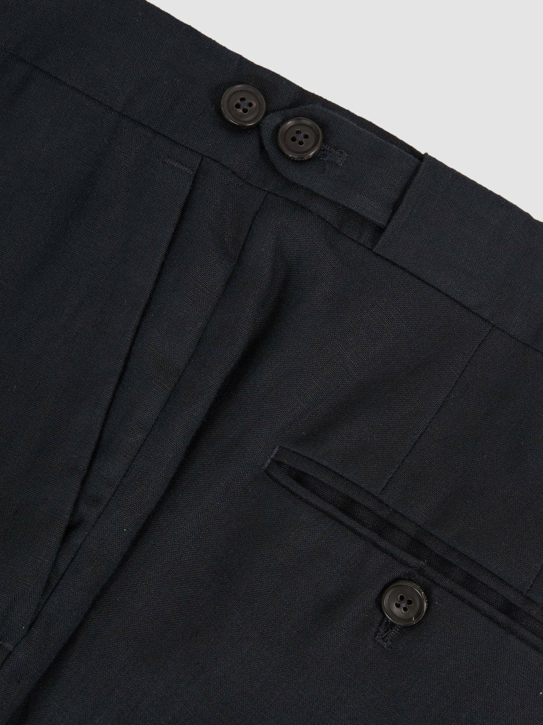 Slim Fit Linen Adjuster Trousers in Navy Men | Reiss