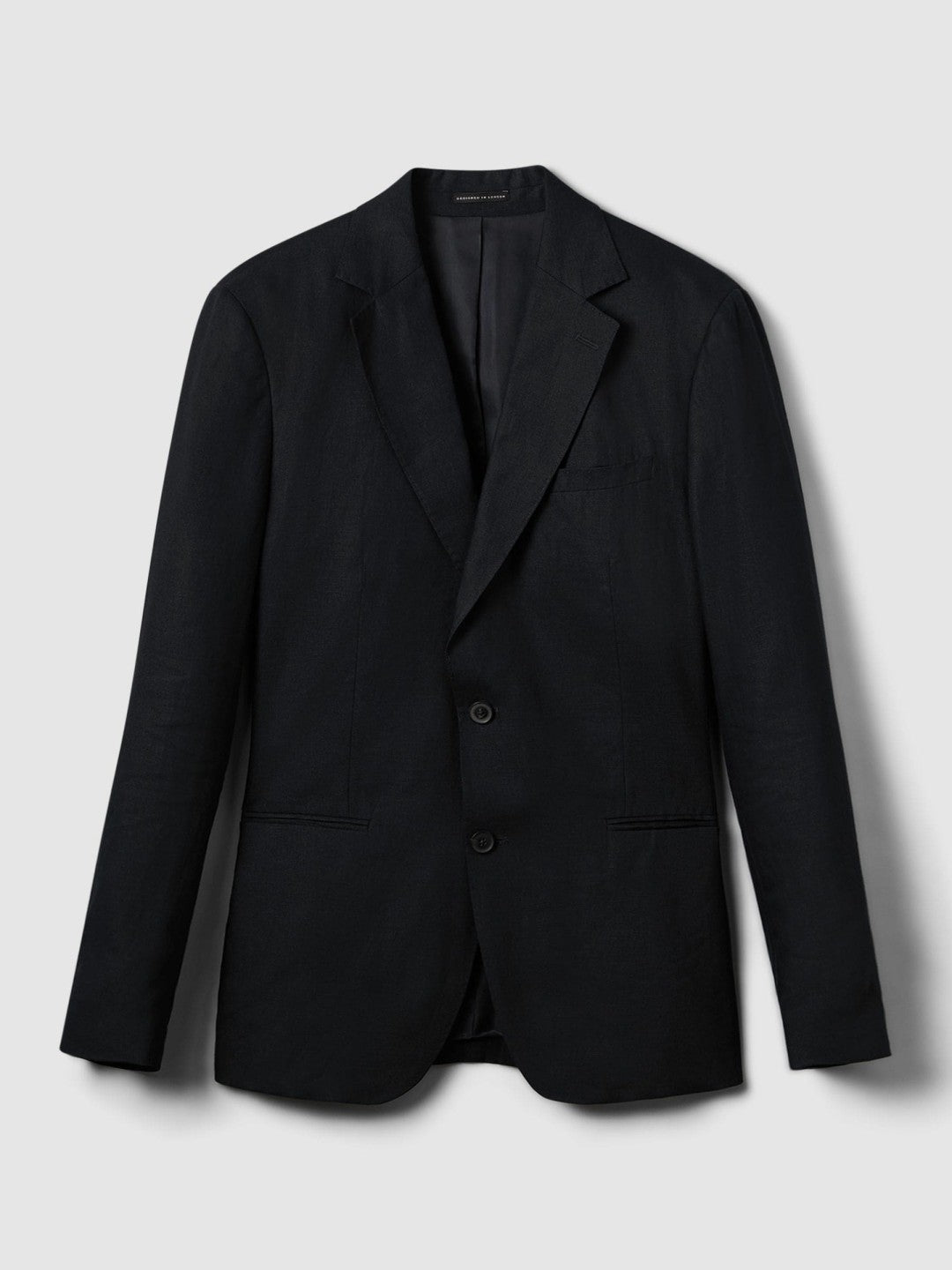 Slim-Fit Single Breasted Linen Blazer in Navy Men | Reiss