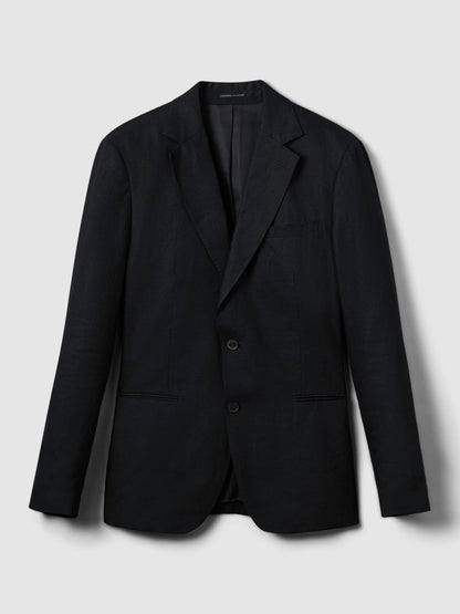 Slim-Fit Single Breasted Linen Blazer in Navy Men | Reiss
