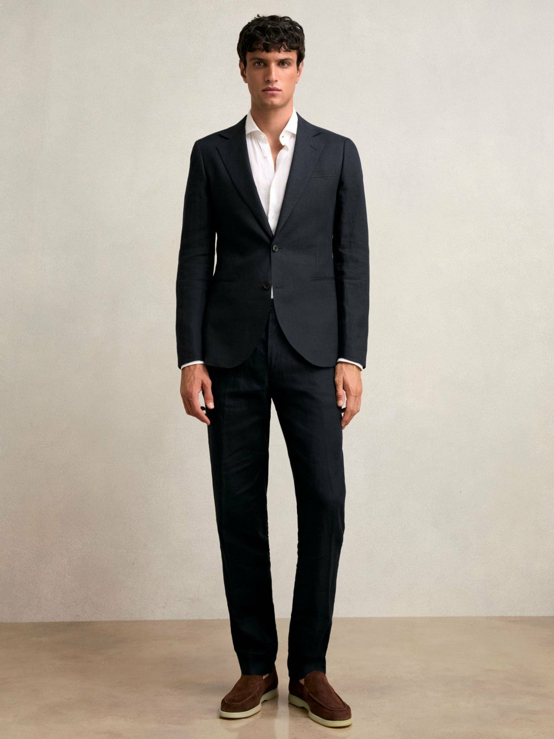 Slim-Fit Single Breasted Linen Blazer in Navy Men | Reiss