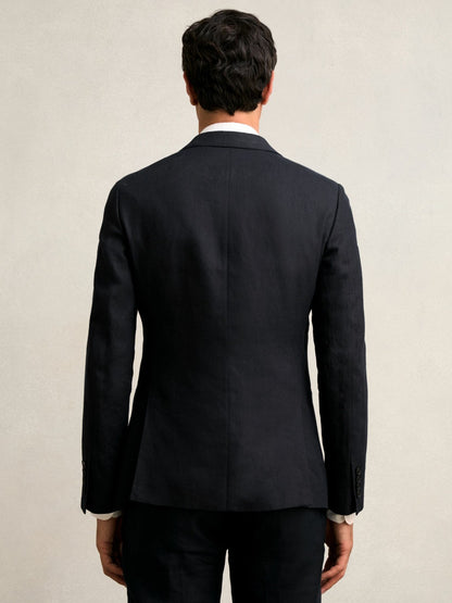 Slim-Fit Single Breasted Linen Blazer in Navy Men | Reiss
