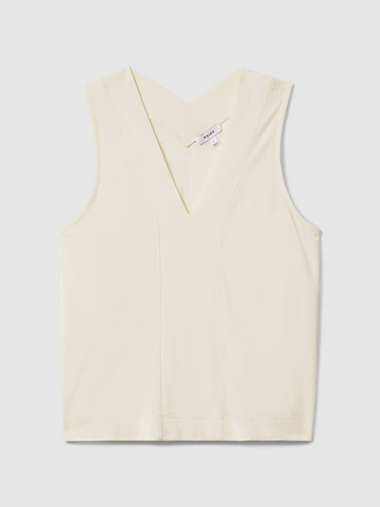 V-Neck Shell Top in Ivory Women | Reiss