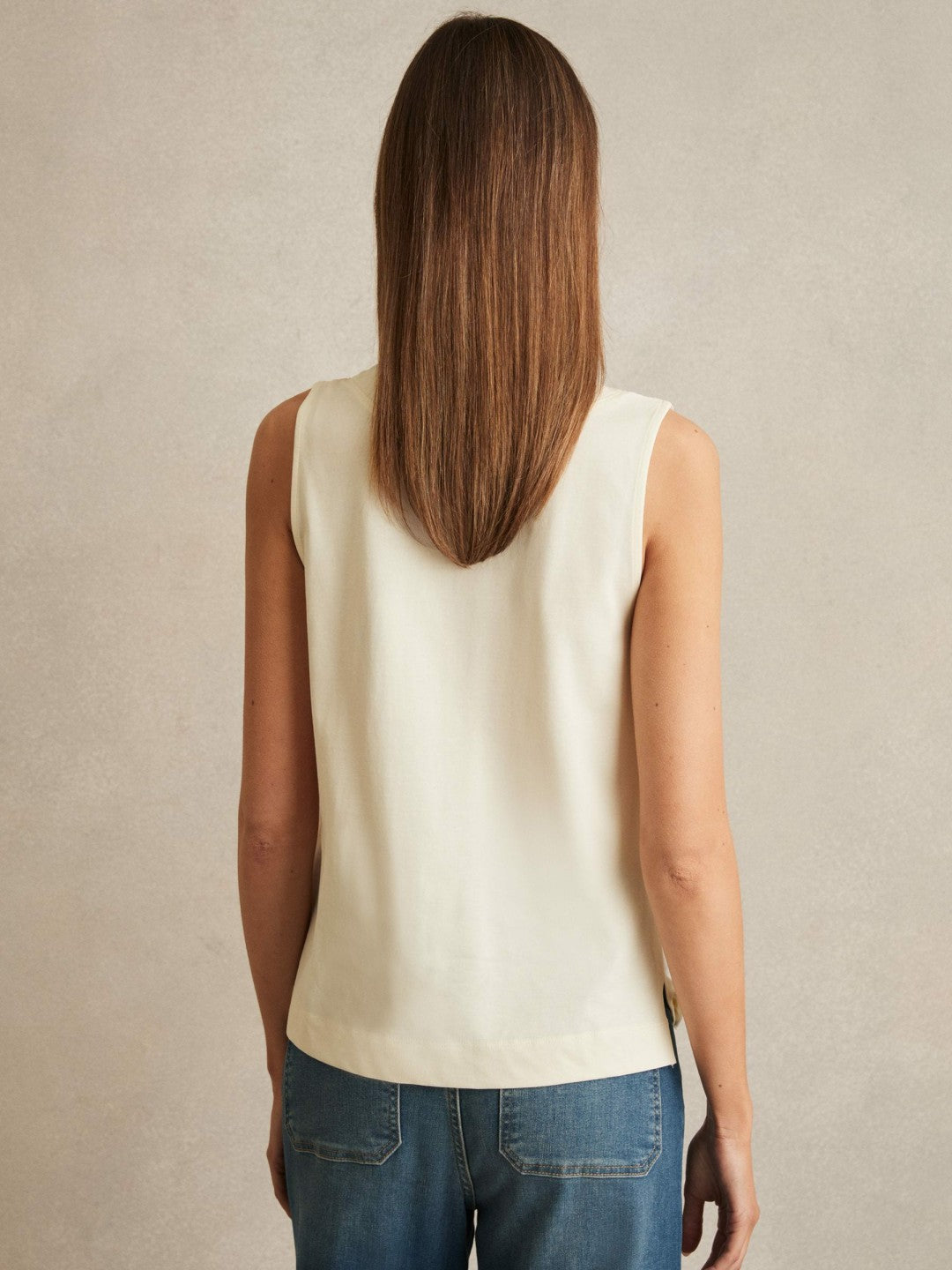 V-Neck Shell Top in Ivory Women | Reiss