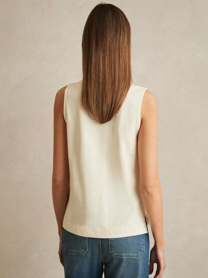 V-Neck Shell Top in Ivory Women | Reiss