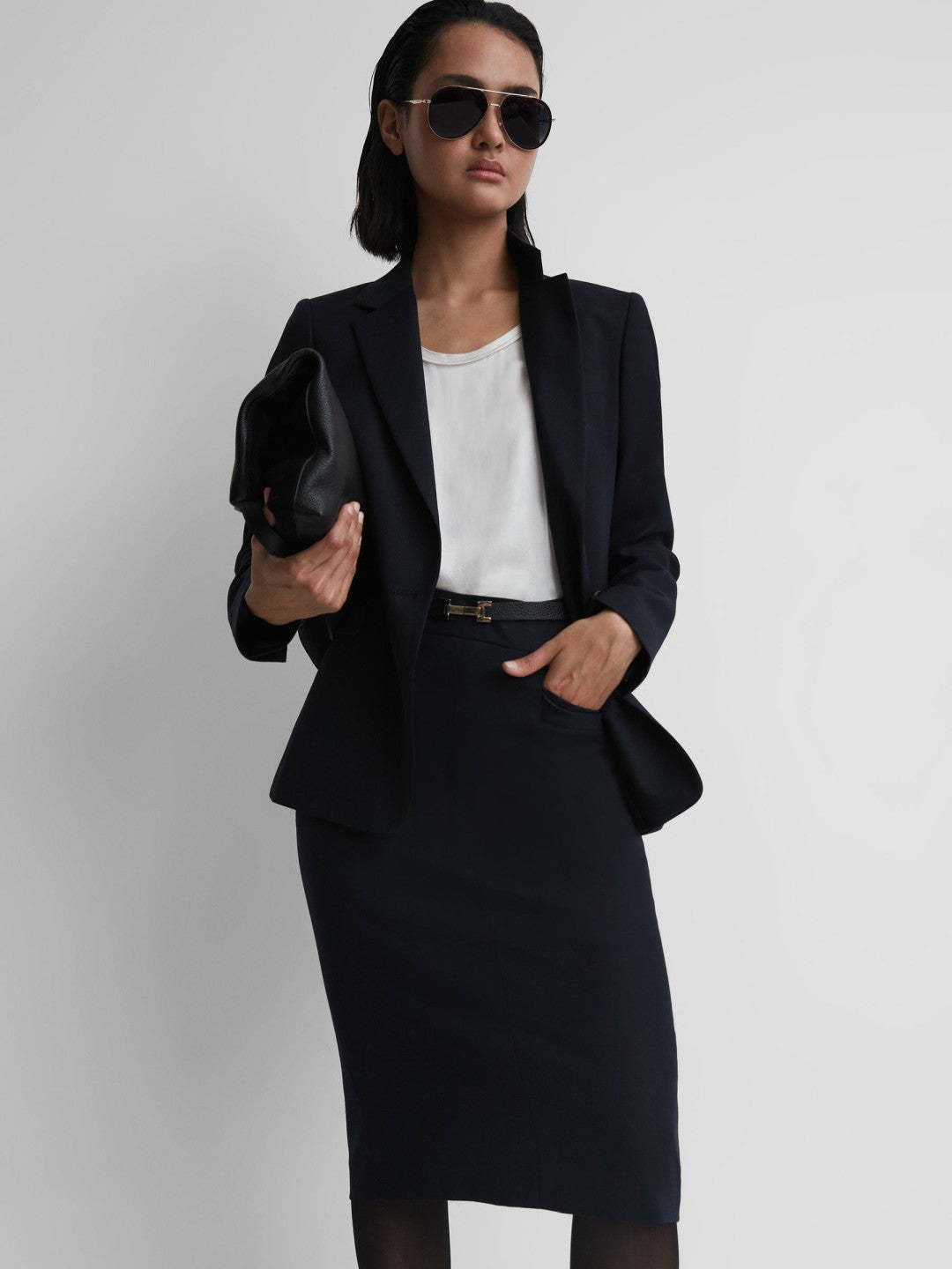 Tailored Pencil Skirt in Navy Women | Reiss