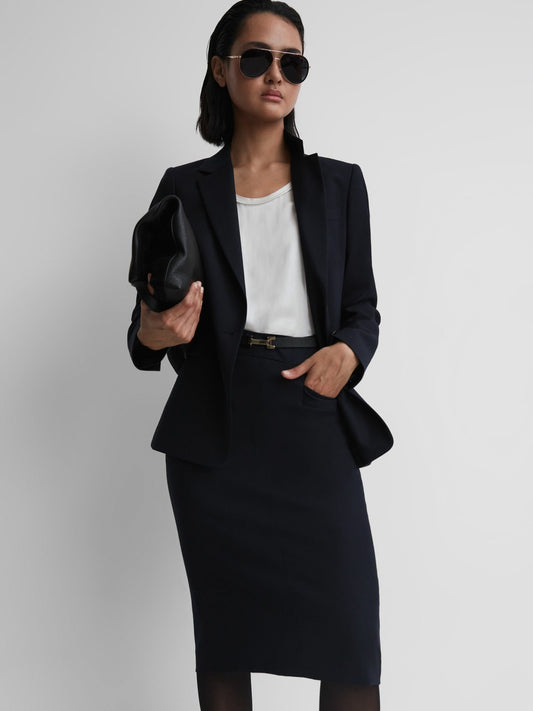 Tailored Pencil Skirt in Navy Women | Reiss