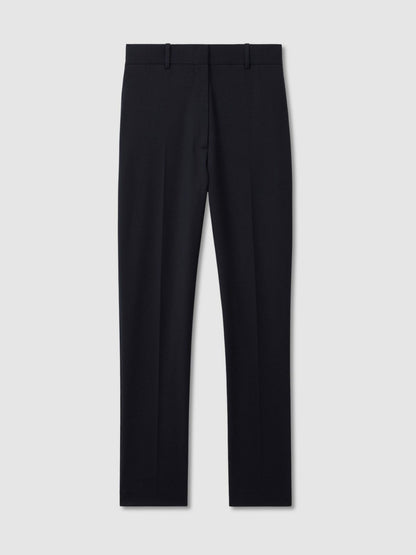 Petite Wool-Blend Tailored Flared Suit Trousers in Navy Women | Reiss