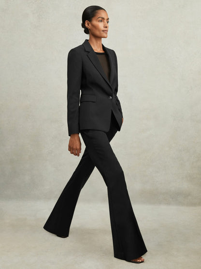 Wool-Blend Tailored Flared Suit Trousers in Black Women | Reiss