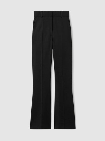 Wool-Blend Tailored Flared Suit Trousers in Black Women | Reiss