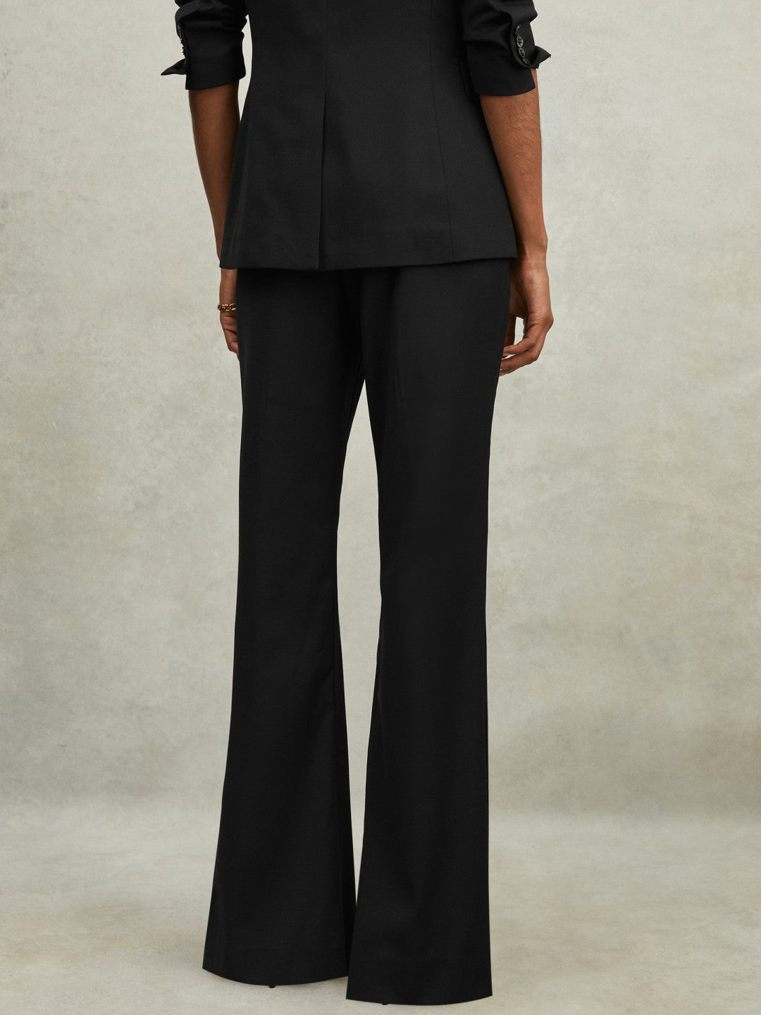 Wool-Blend Tailored Flared Suit Trousers in Black Women | Reiss