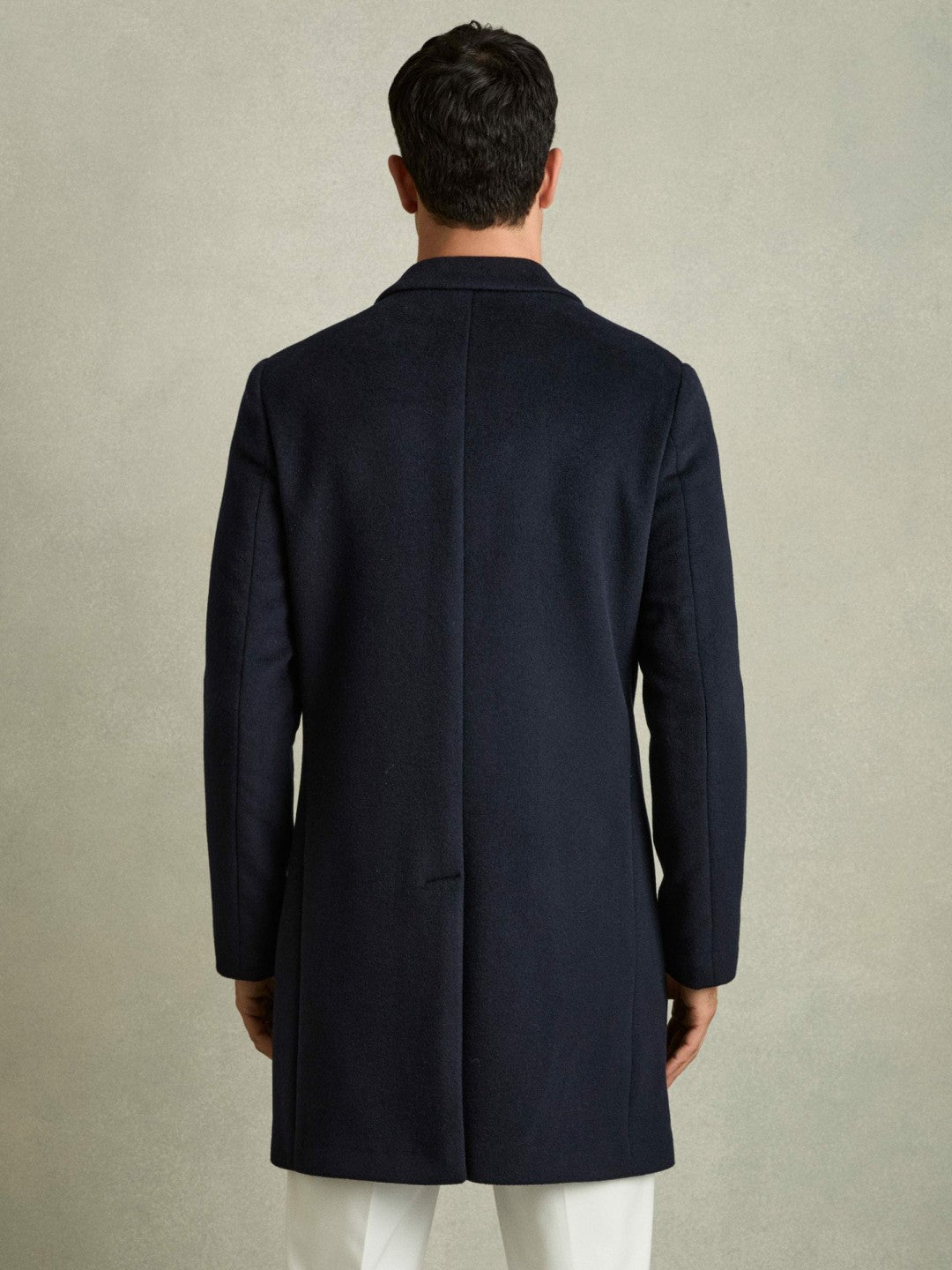 Wool Blend Single Breasted Epsom Overcoat in Navy Men | Reiss
