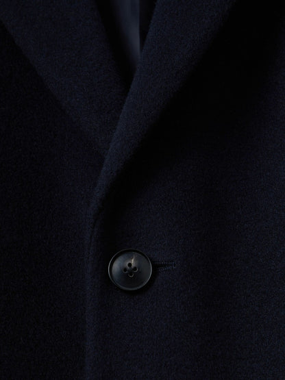 Wool Blend Single Breasted Epsom Overcoat in Navy Men | Reiss