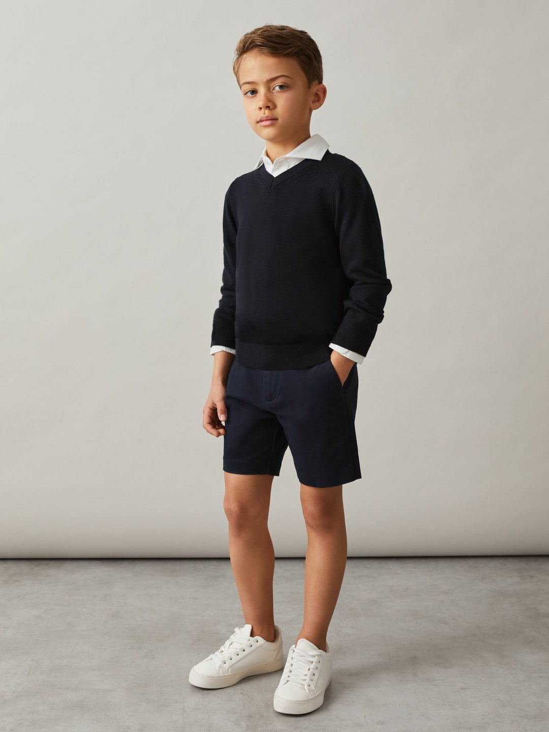 3-9 yrs Cotton Chino Shorts with Stretch in Navy Children & Baby | Reiss