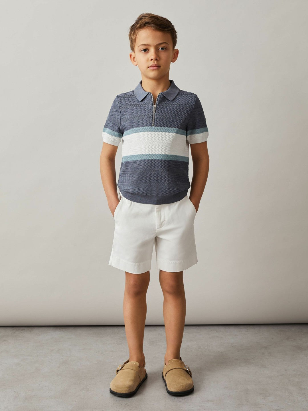 3-9 yrs Cotton Chino Shorts with Stretch in White Children & Baby | Reiss