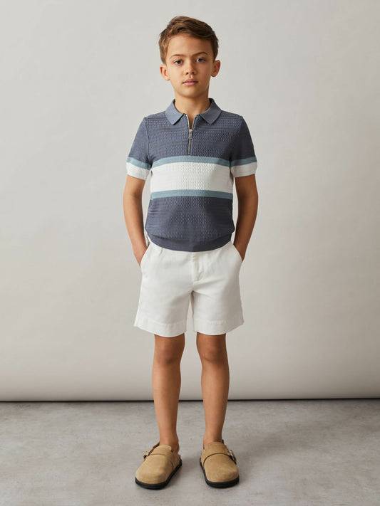 3-9 yrs Cotton Chino Shorts with Stretch in White Children & Baby | Reiss