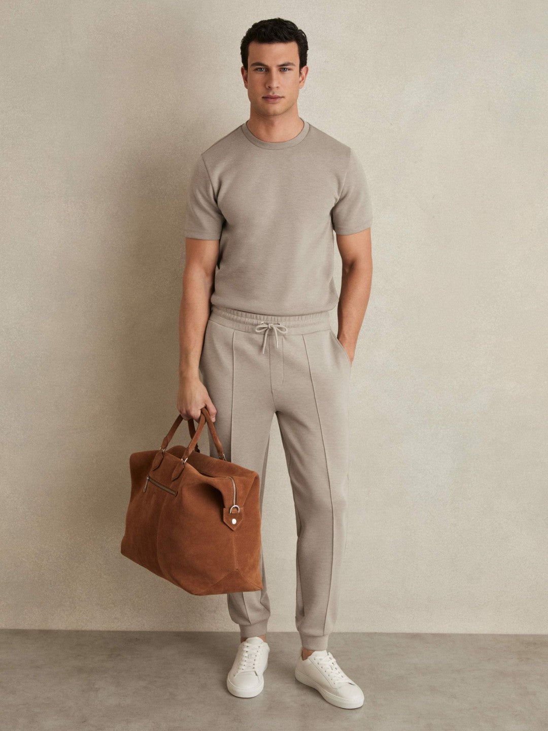 Drawstring Jersey Joggers in Taupe Men | Reiss