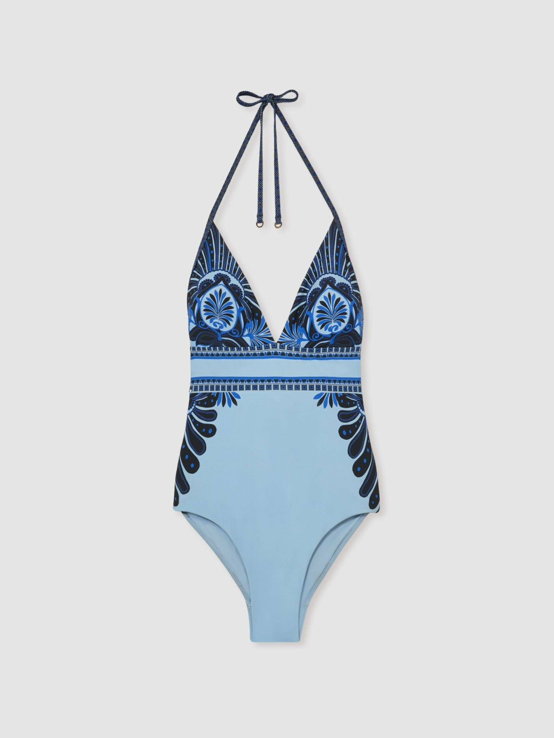 Halterneck Printed Swimsuit in Blue Women | Reiss