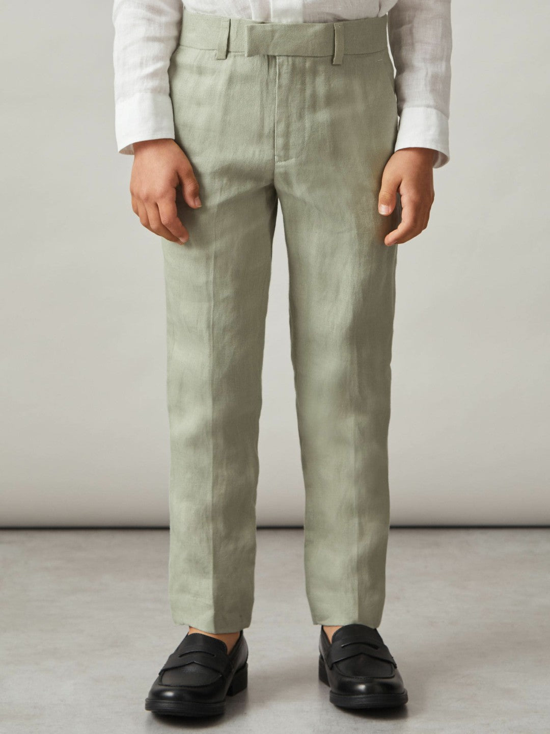 9-13 yrs Slim Fit Linen Adjustable Trousers in Apple Children & Baby | Reiss