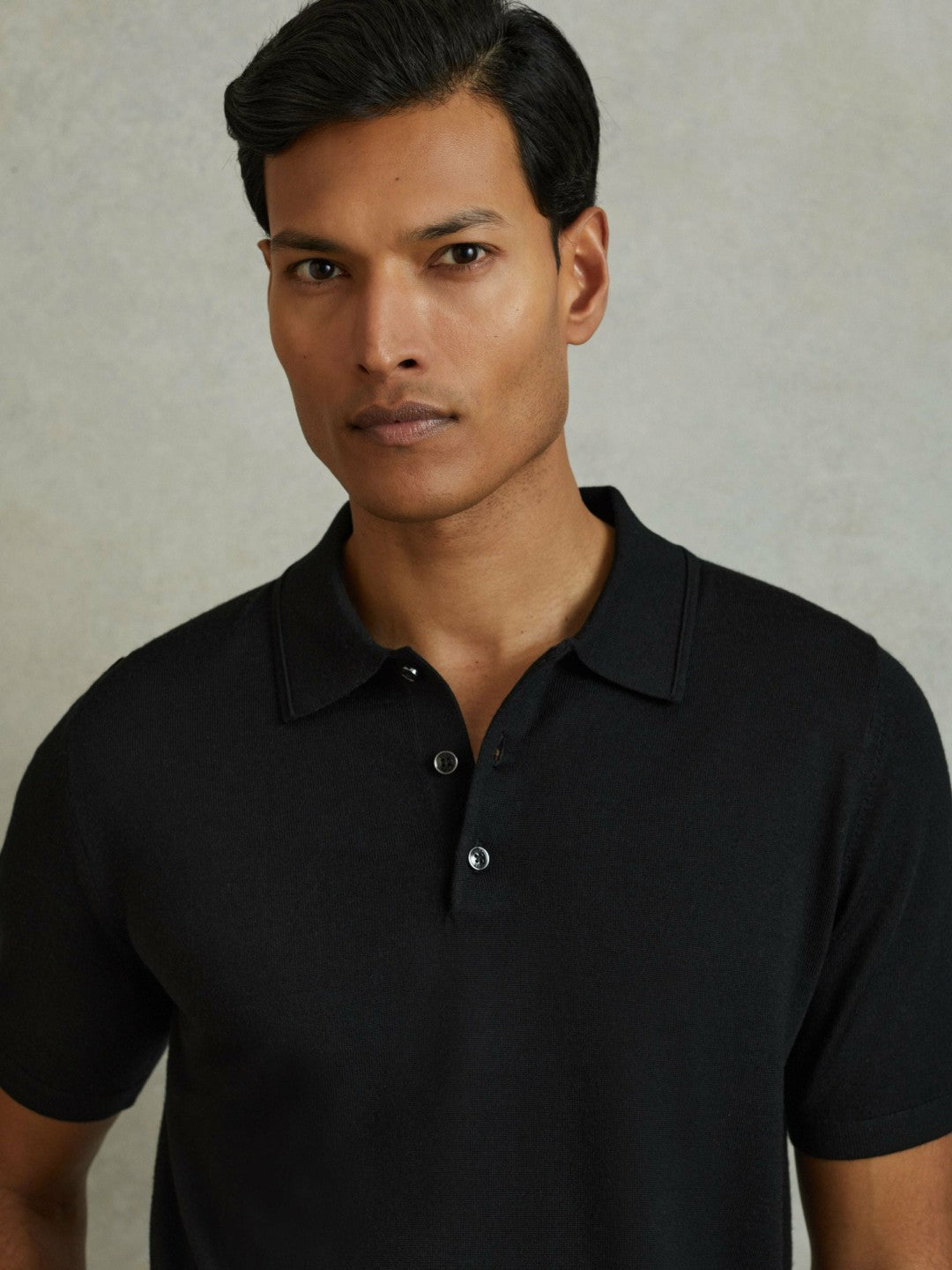 Merino Wool Polo Shirt in Black Men | Reiss
