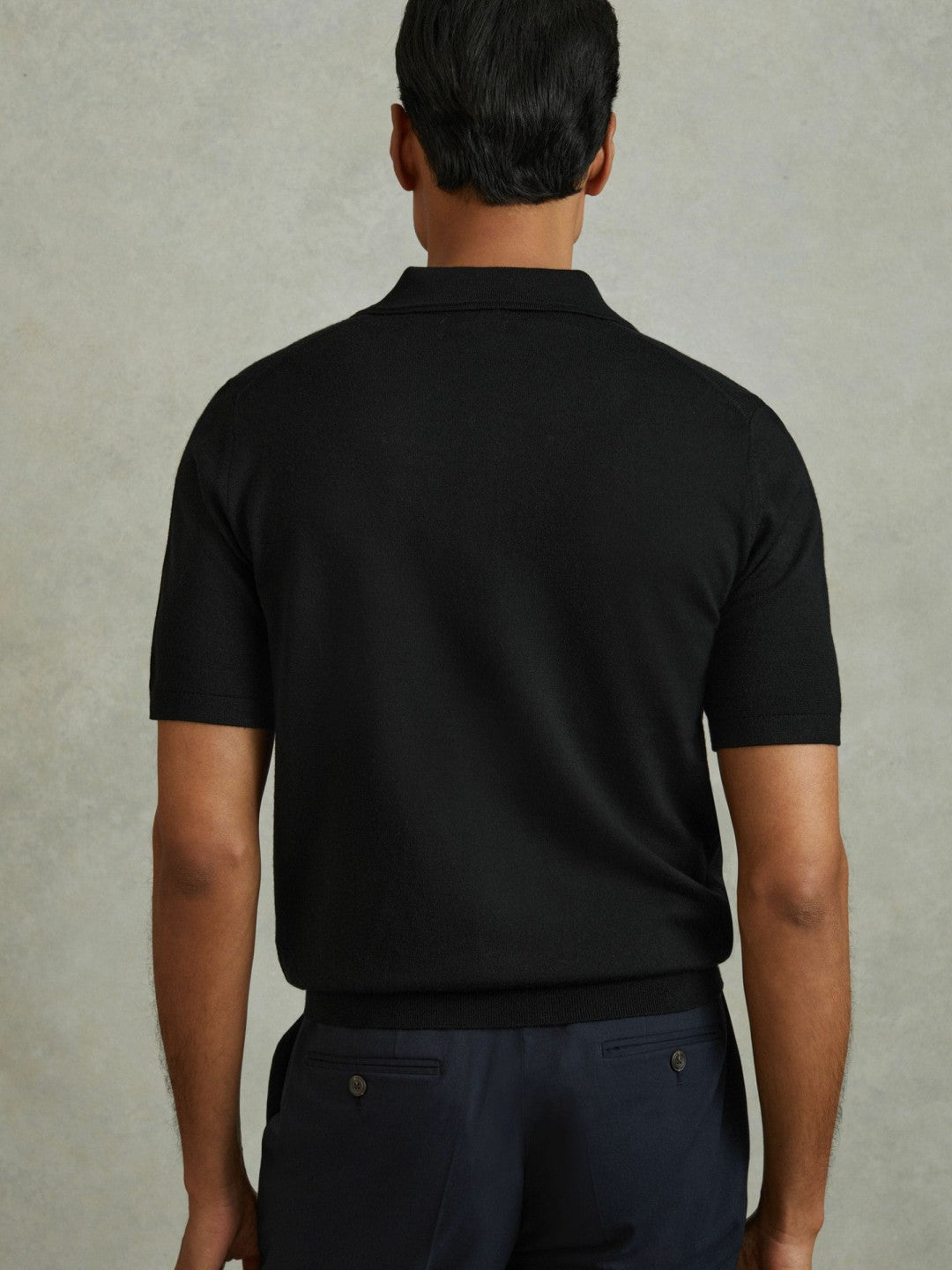 Merino Wool Polo Shirt in Black Men | Reiss