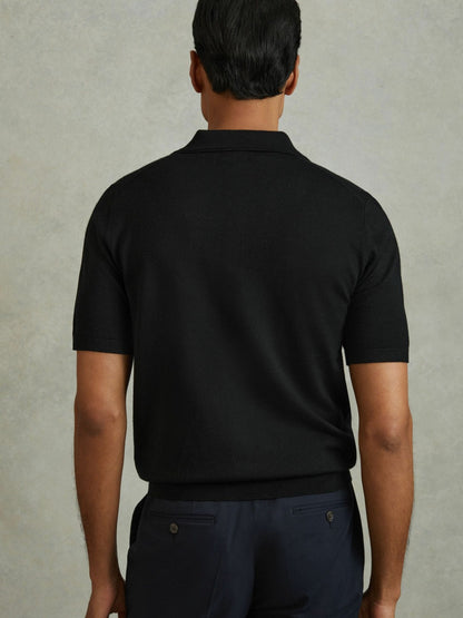 Merino Wool Polo Shirt in Black Men | Reiss