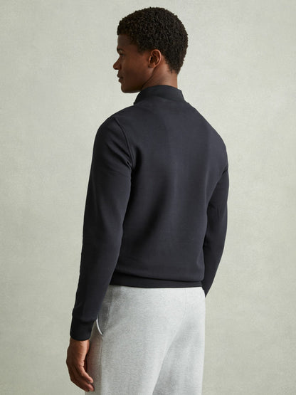 Hybrid Quilt and Knit Zip-Through Jacket in Navy Men | Reiss