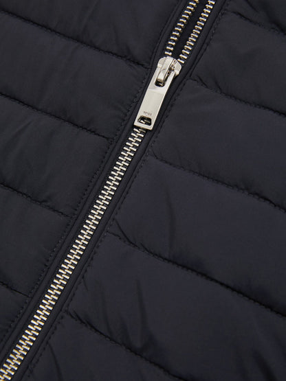 Hybrid Quilt and Knit Zip-Through Jacket in Navy Men | Reiss
