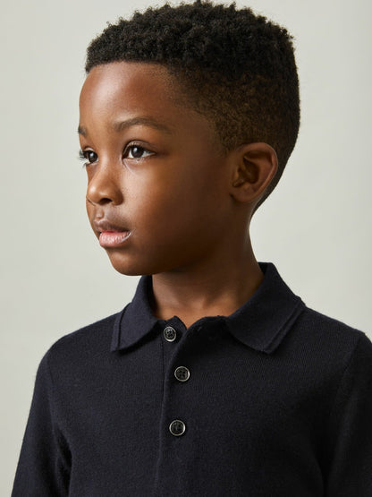 9-14 yrs Merino Wool Polo Shirt in Navy Children & Baby | Reiss
