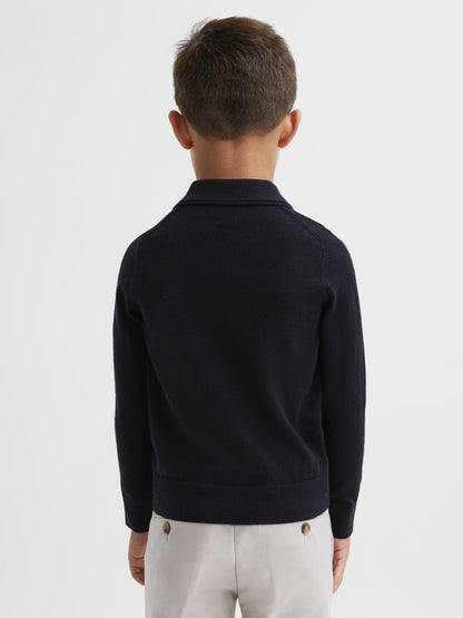 9-14 yrs Merino Wool Polo Shirt in Navy Children & Baby | Reiss