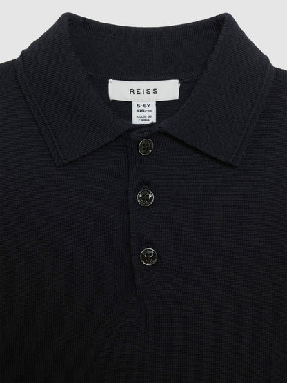 9-14 yrs Merino Wool Polo Shirt in Navy Children & Baby | Reiss