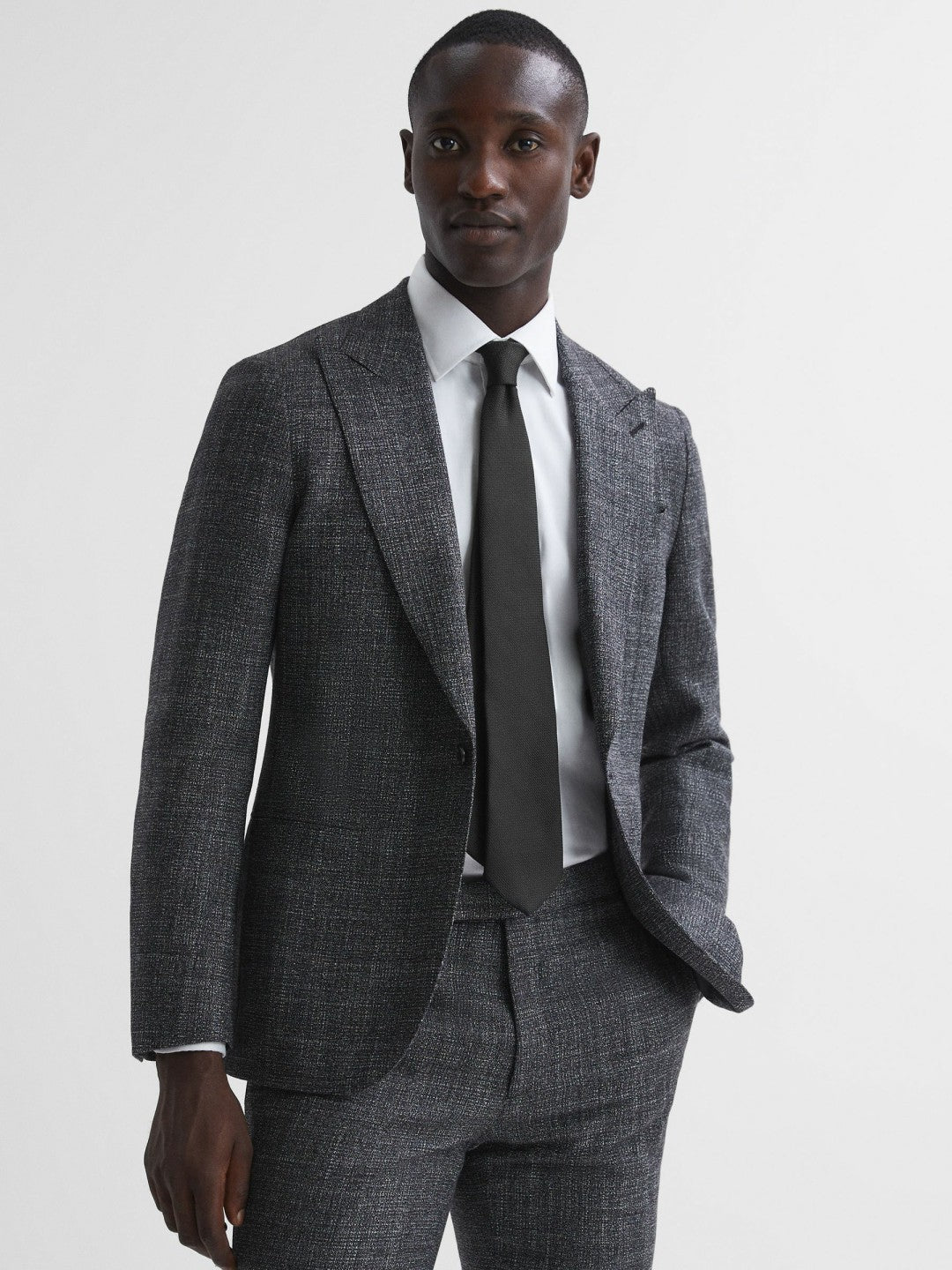 Textured Silk Blend Tie in Black Men | Reiss