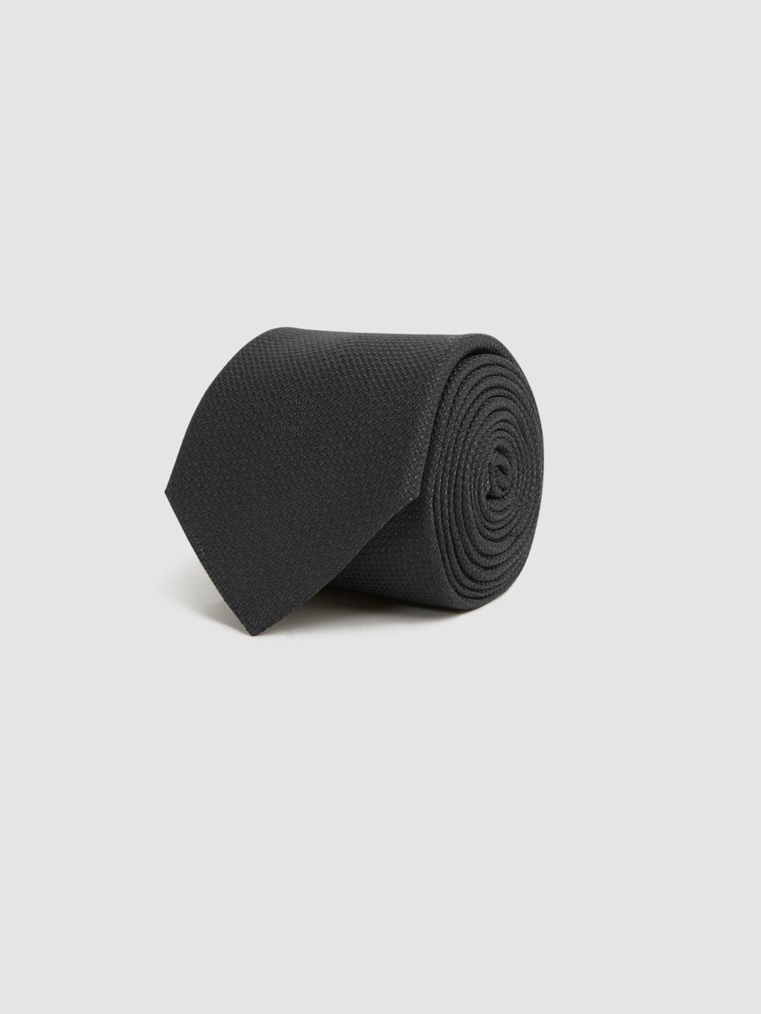 Textured Silk Blend Tie in Black Men | Reiss