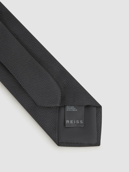 Textured Silk Blend Tie in Black Men | Reiss