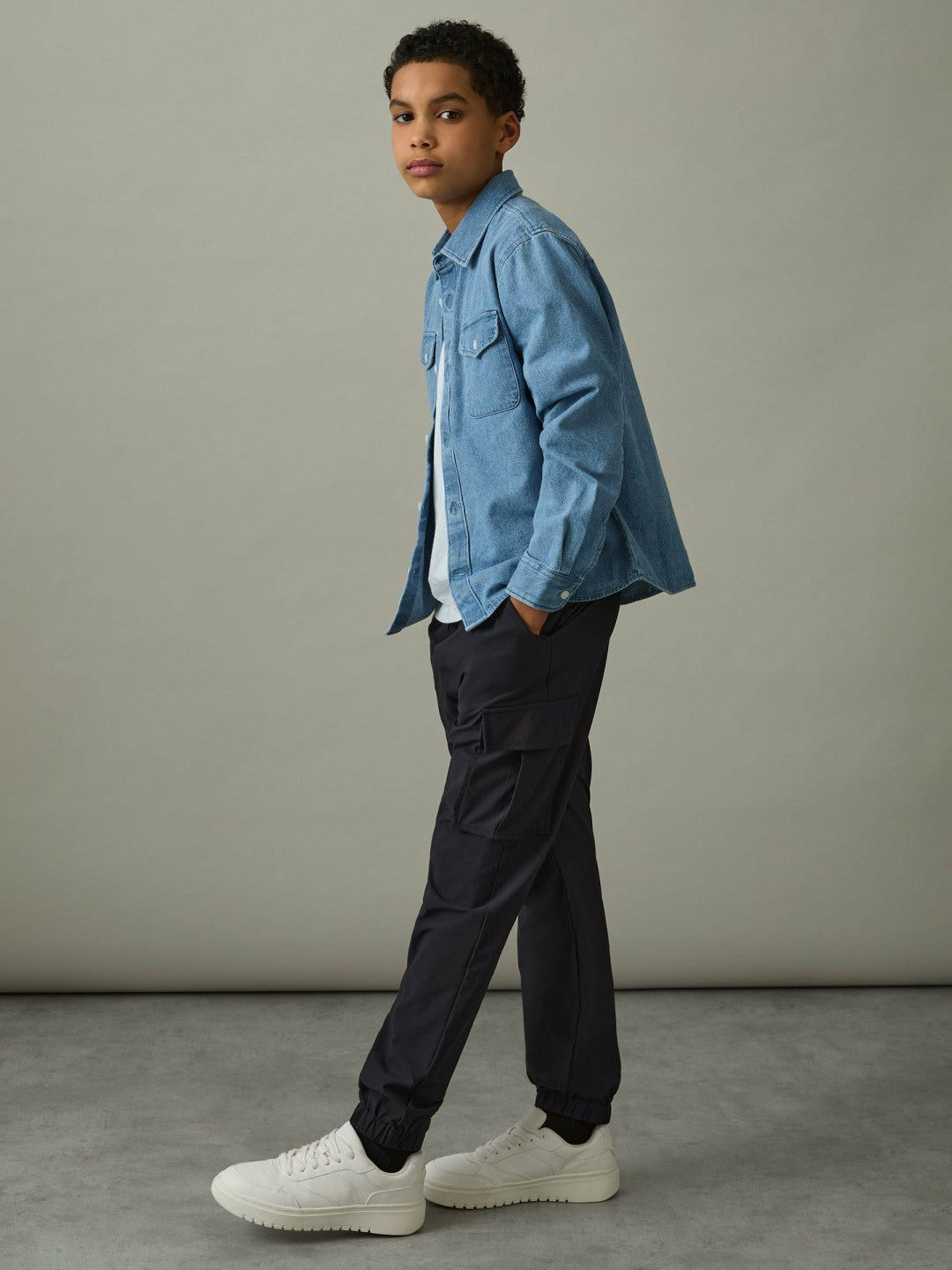3-9 yrs Technical Drawstring Cuffed Cargo Trousers in Navy Children & Baby | Reiss