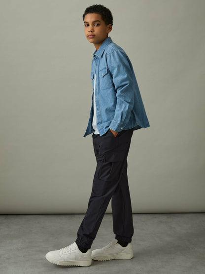 3-9 yrs Technical Drawstring Cuffed Cargo Trousers in Navy Children & Baby | Reiss
