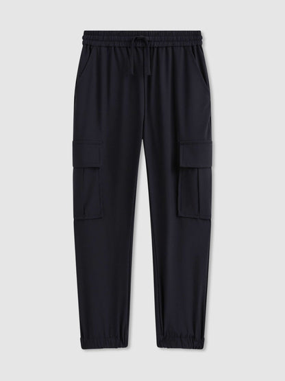 3-9 yrs Technical Drawstring Cuffed Cargo Trousers in Navy Children & Baby | Reiss