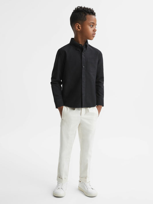 3-9 yrs Button Down Oxford Shirt in Black Children & Baby | Reiss