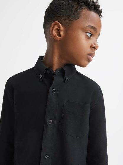 3-9 yrs Button Down Oxford Shirt in Black Children & Baby | Reiss