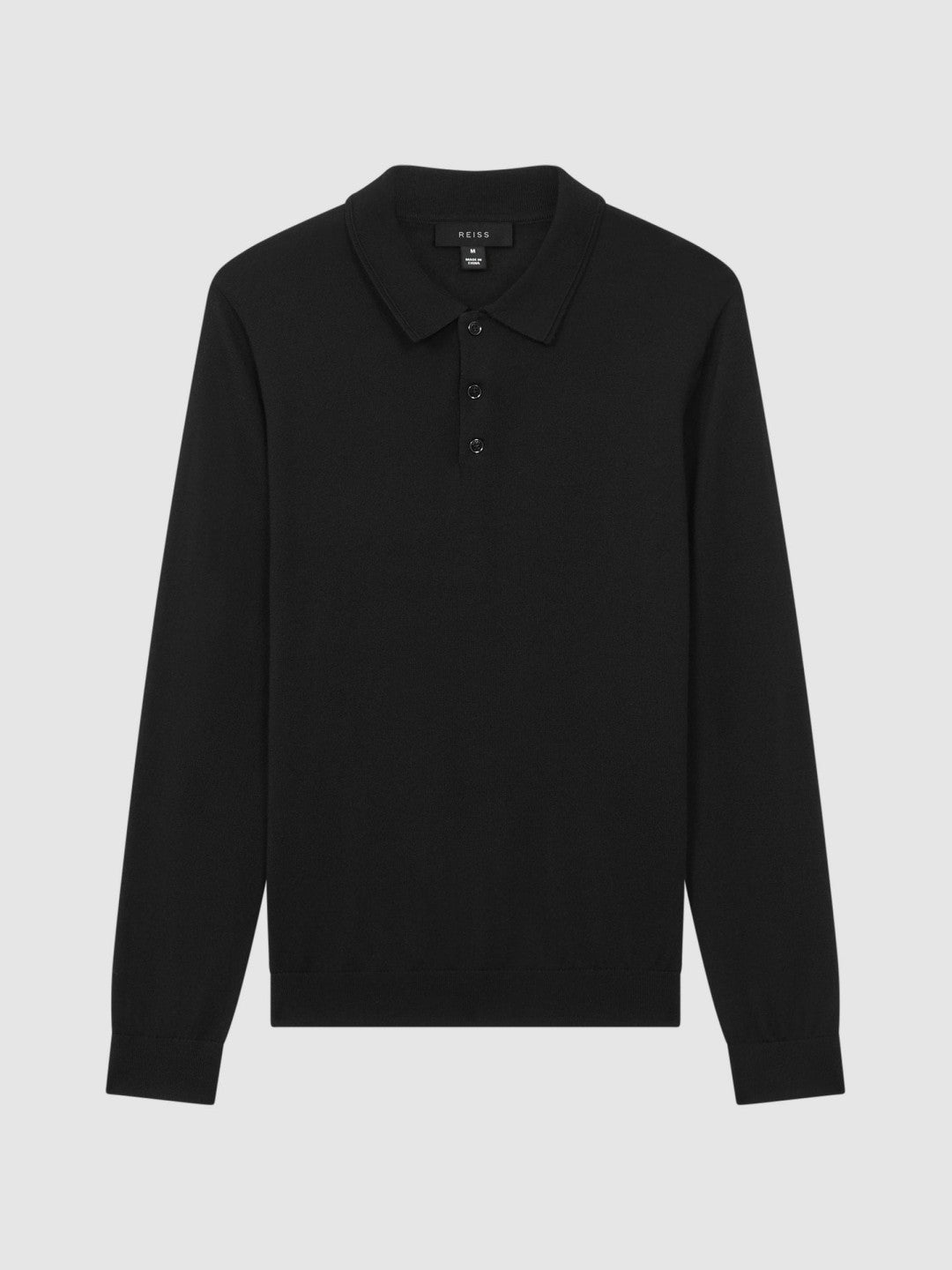 Merino Wool Polo Shirt in Black Men | Reiss