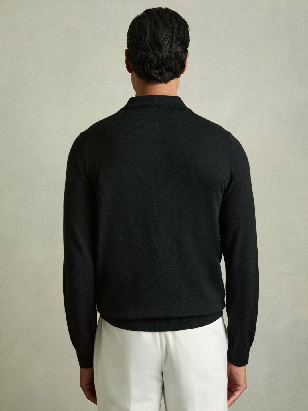 Merino Wool Polo Shirt in Black Men | Reiss