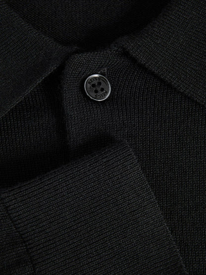Merino Wool Polo Shirt in Black Men | Reiss