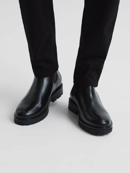 Leather Chelsea Boots in Black Men | Reiss