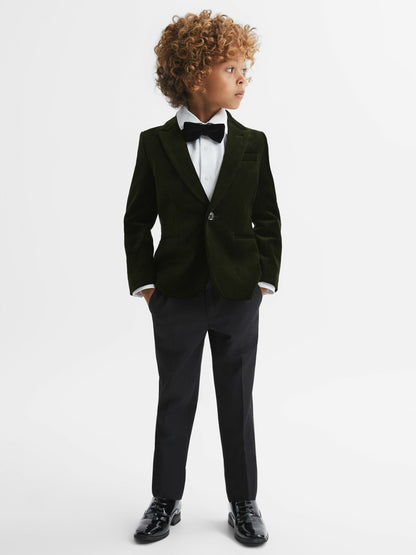 9-14 yrs Slim Fit Velvet Single Breasted Blazer in Emerald Children & Baby | Reiss