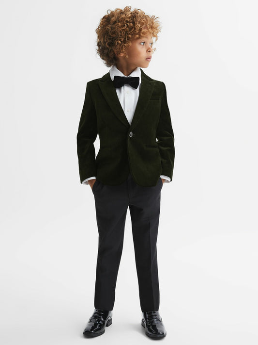 9-14 yrs Slim Fit Velvet Single Breasted Blazer in Emerald Children & Baby | Reiss