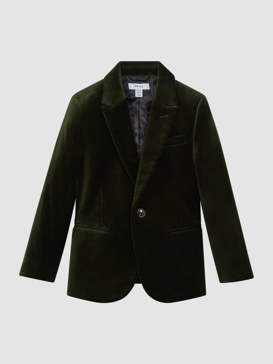 9-14 yrs Slim Fit Velvet Single Breasted Blazer in Emerald Children & Baby | Reiss