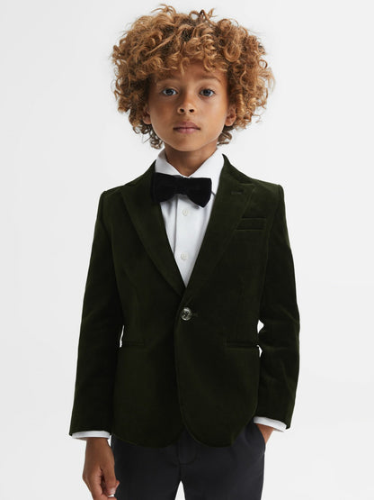 9-14 yrs Slim Fit Velvet Single Breasted Blazer in Emerald Children & Baby | Reiss