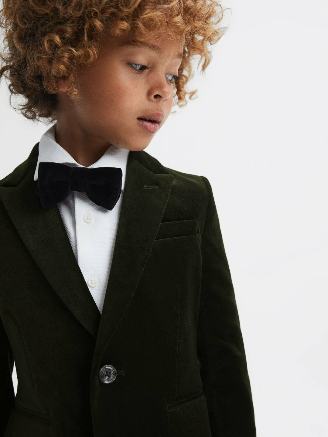 9-14 yrs Slim Fit Velvet Single Breasted Blazer in Emerald Children & Baby | Reiss