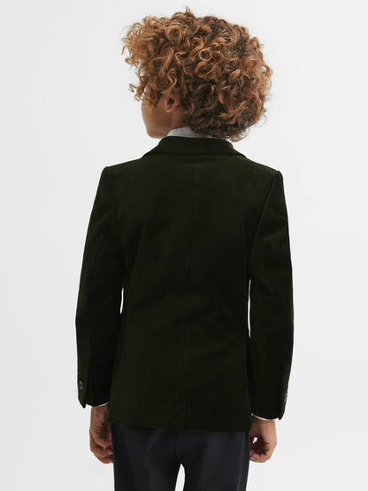 9-14 yrs Slim Fit Velvet Single Breasted Blazer in Emerald Children & Baby | Reiss