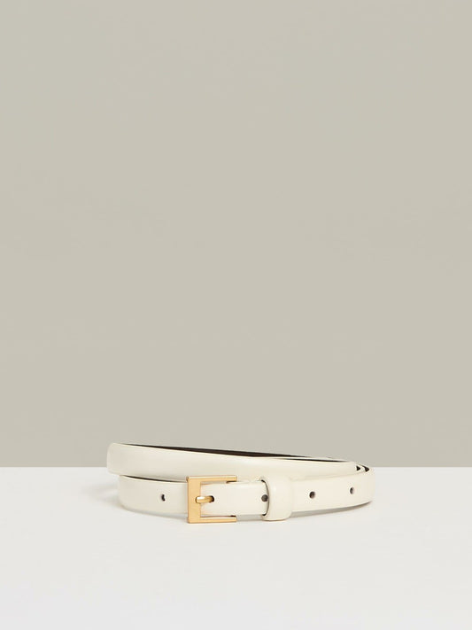 Thin Leather Belt in Off White Women | Reiss