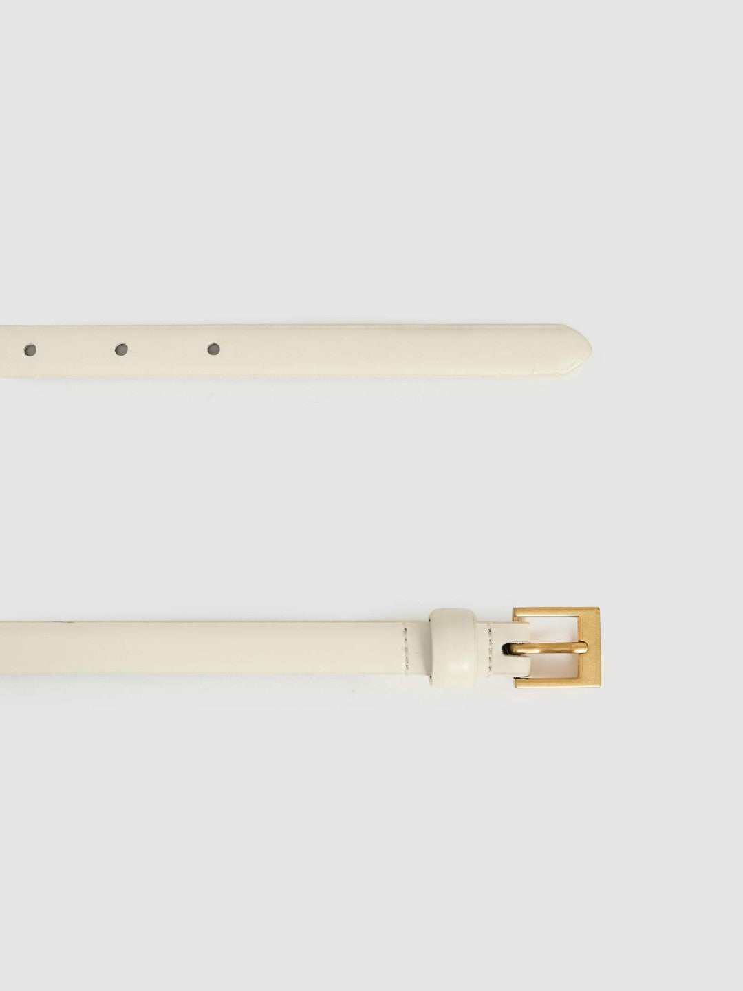 Thin Leather Belt in Off White Women | Reiss